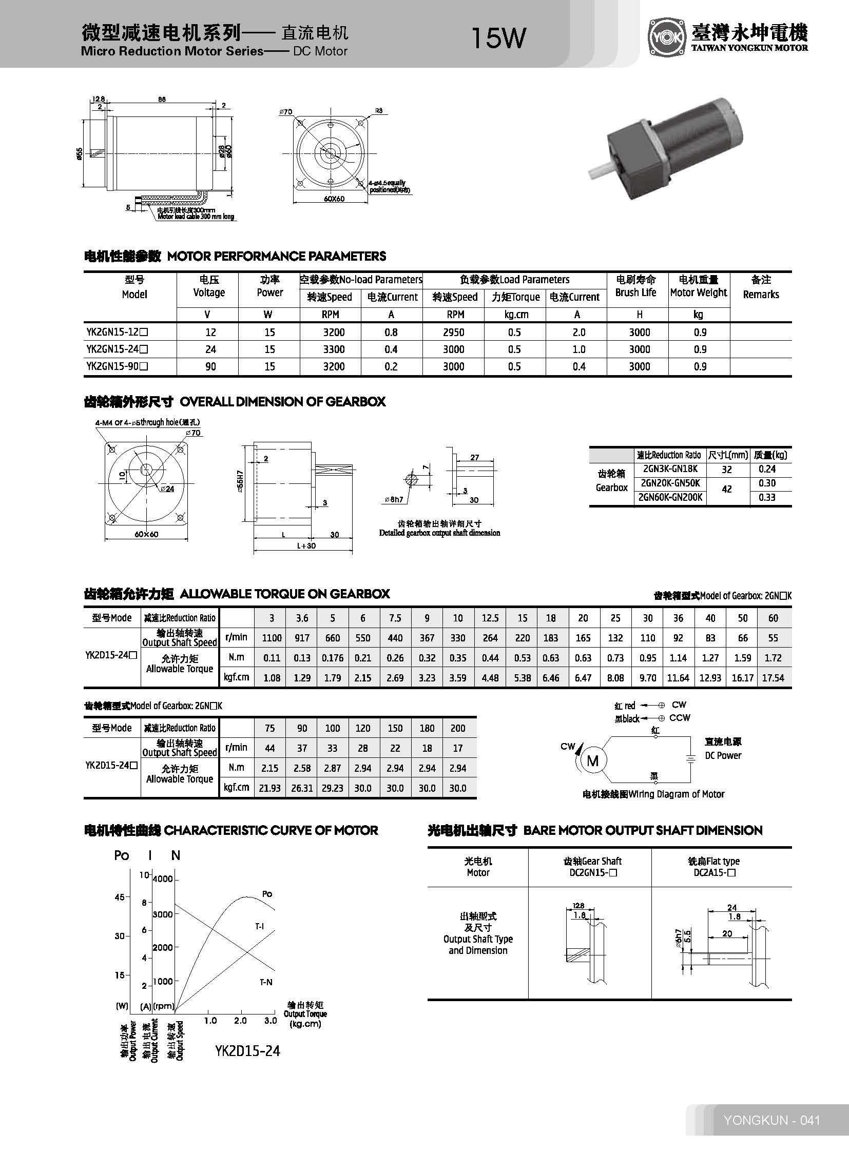 微型直流電機(jī)15w