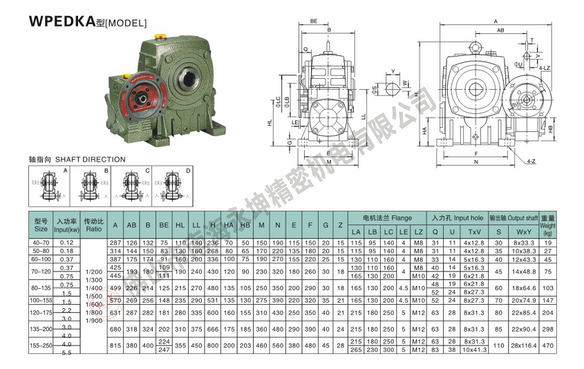 WPEDKA蝸輪蝸桿減速機(jī)