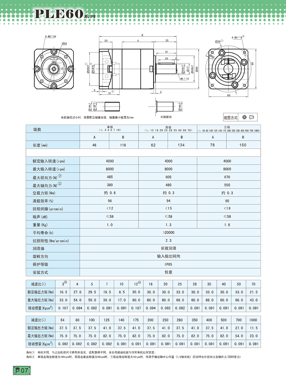 PLE行星減速機(jī)60系列